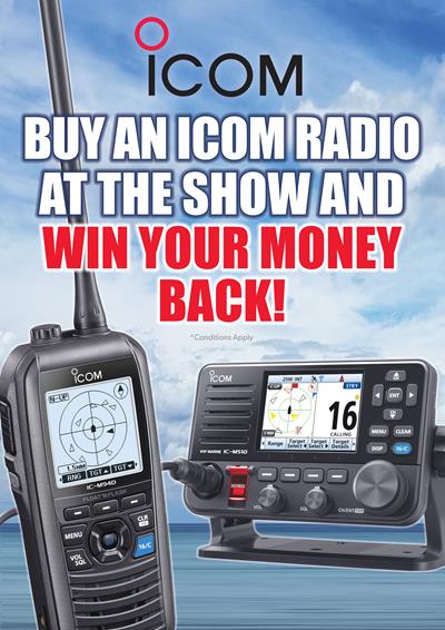 Buy an Icom Marine VHF Radio at the Southampton Boatshow with a chance of getting your money back!